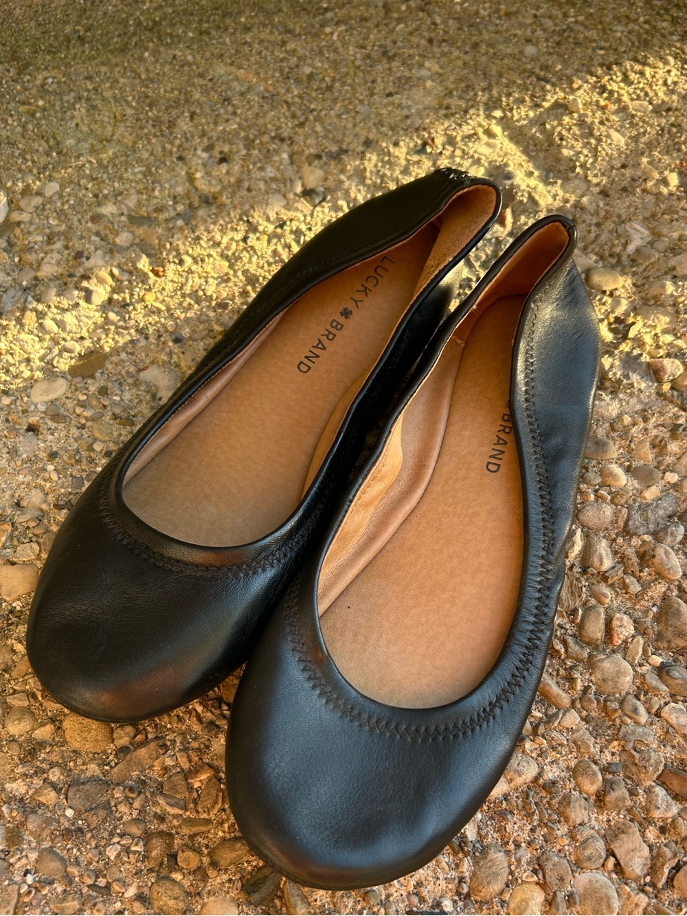 Lucky Brand Women's Black Leather Ballet Flats Size 8 Erin